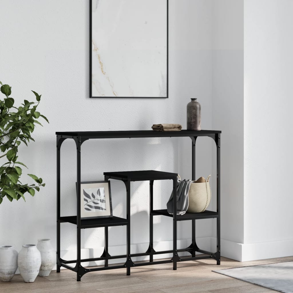 Console Table Black 89.5X28X76 Cm Engineered Wood