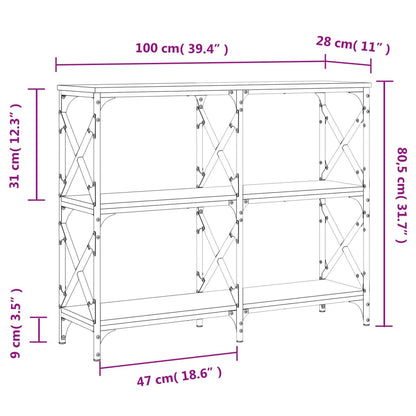 Console Table Brown Oak 100X28X80.5 Cm Engineered Wood