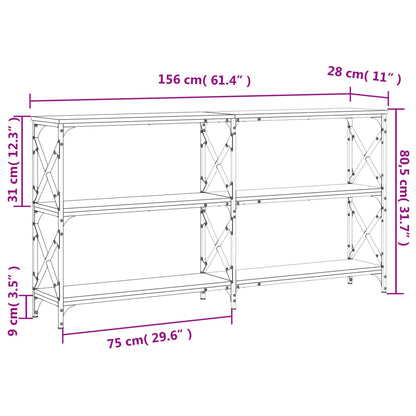 Console Table Black 156X28X80.5 Cm Engineered Wood