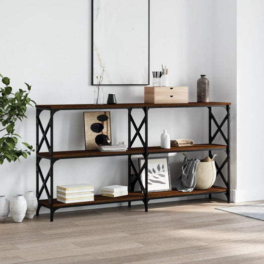 Console Table Brown Oak 156X28X80.5 Cm Engineered Wood