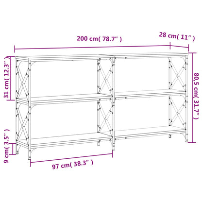 Console Table Black 200X28X80.5 Cm Engineered Wood