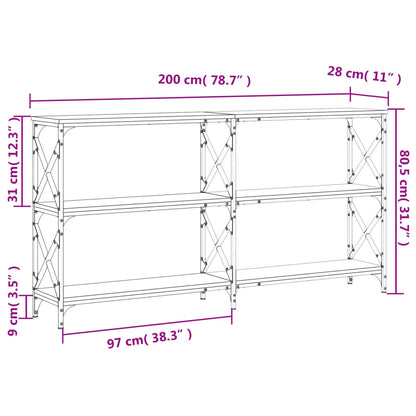 Console Table Smoked Oak 200X28X80.5 Cm Engineered Wood