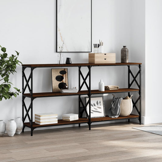 Console Table Brown Oak 200X28X80.5 Cm Engineered Wood