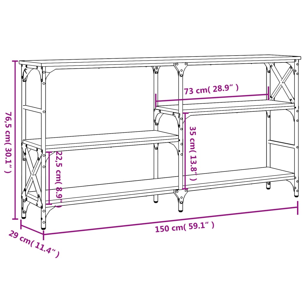 Console Table Black 150X29X76.5 Cm Engineered Wood