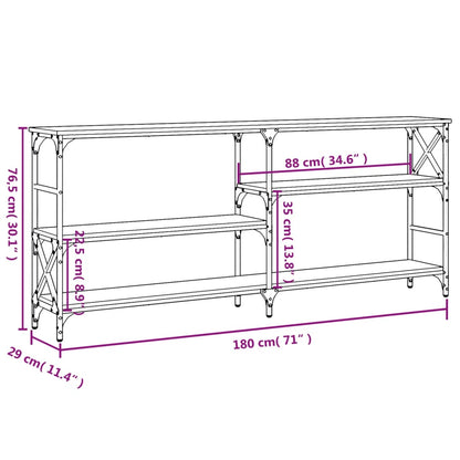 Console Table Black 180X29X76.5 Cm Engineered Wood