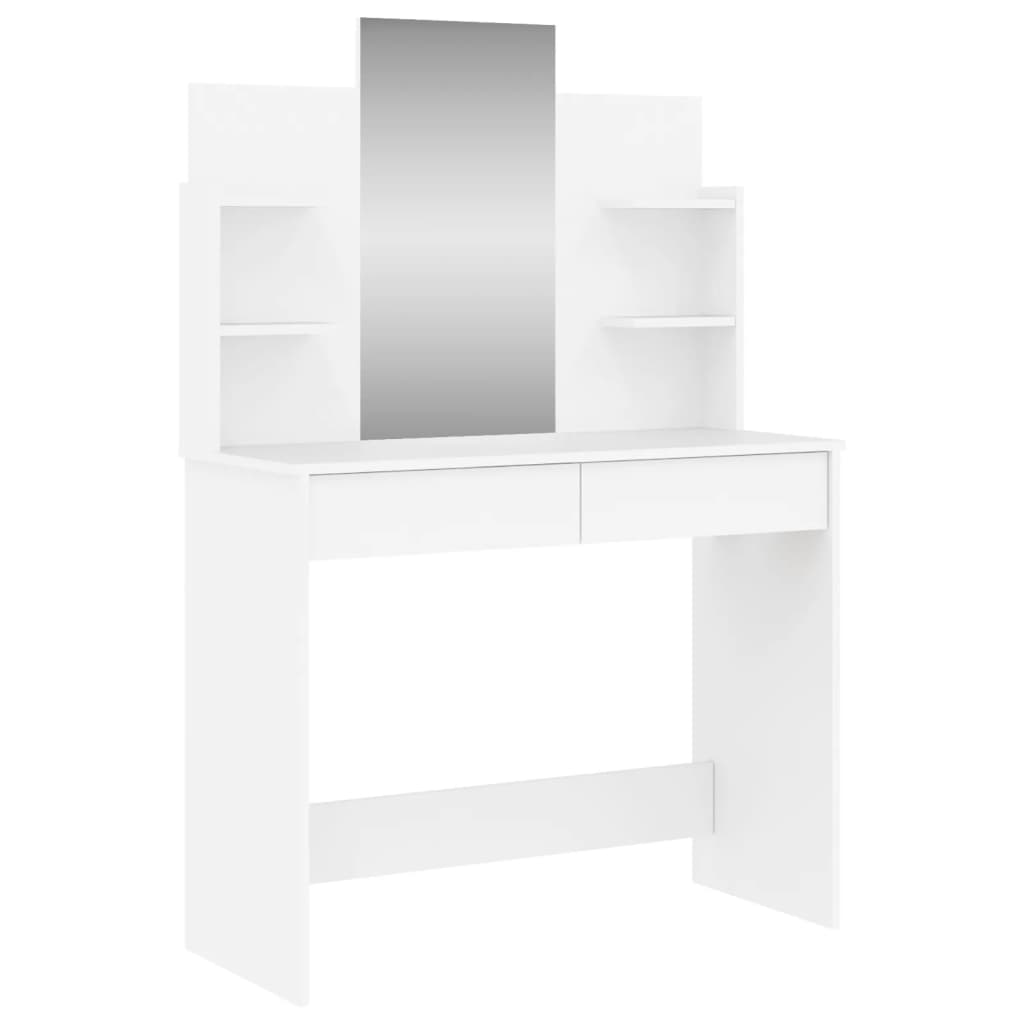 Dressing Table With Mirror White 96X39X142 Cm