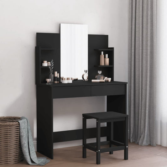 Dressing Table With Mirror Black 96X39X142 Cm