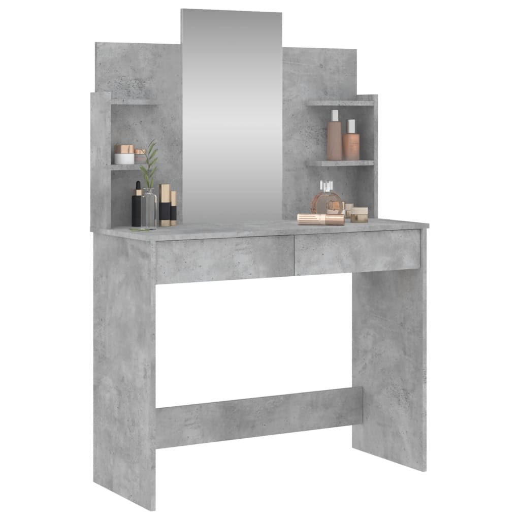 Dressing Table With Mirror Concrete Grey 96X39X142 Cm