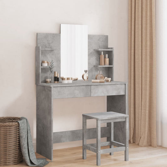 Dressing Table With Mirror Concrete Grey 96X39X142 Cm