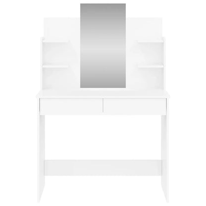 Dressing Table With Mirror High Gloss White 96X39X142 Cm