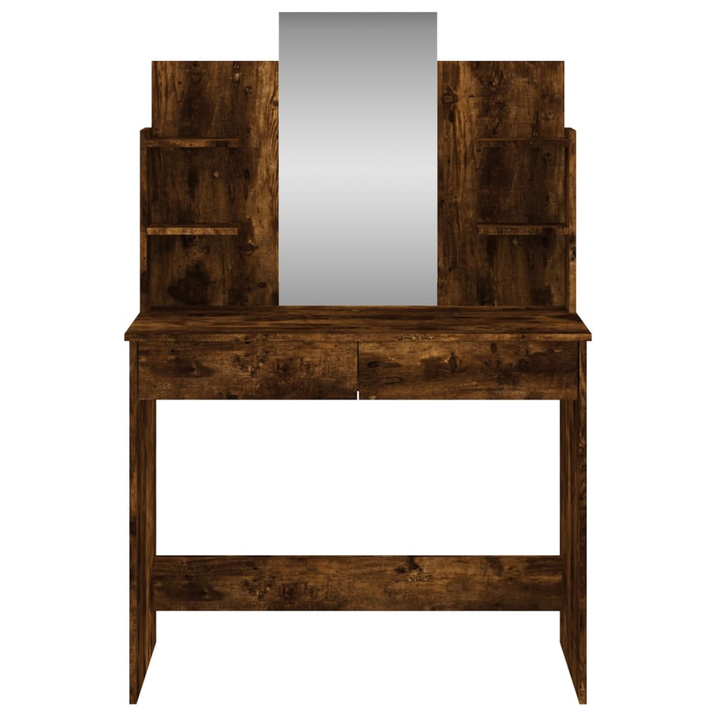 Dressing Table With Mirror Smoked Oak 96X39X142 Cm