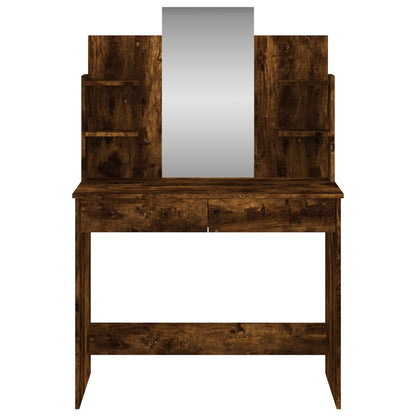 Dressing Table With Mirror Smoked Oak 96X39X142 Cm