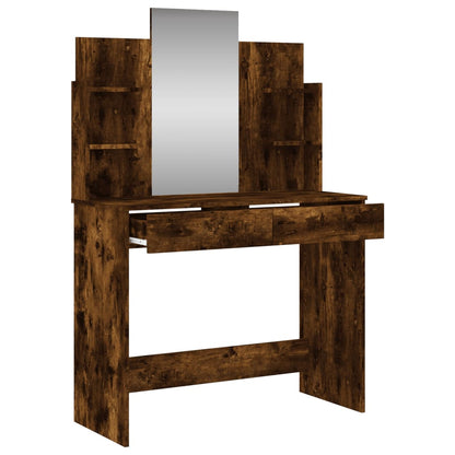 Dressing Table With Mirror Smoked Oak 96X39X142 Cm