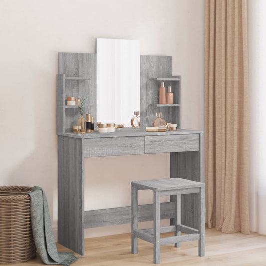 Dressing Table With Mirror Grey Sonoma 96X39X142 Cm