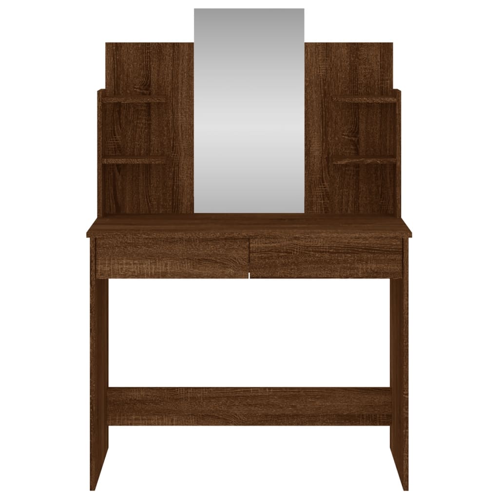 Dressing Table With Mirror Brown Oak 96X39X142 Cm