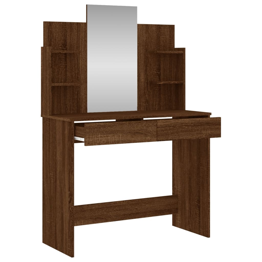 Dressing Table With Mirror Brown Oak 96X39X142 Cm