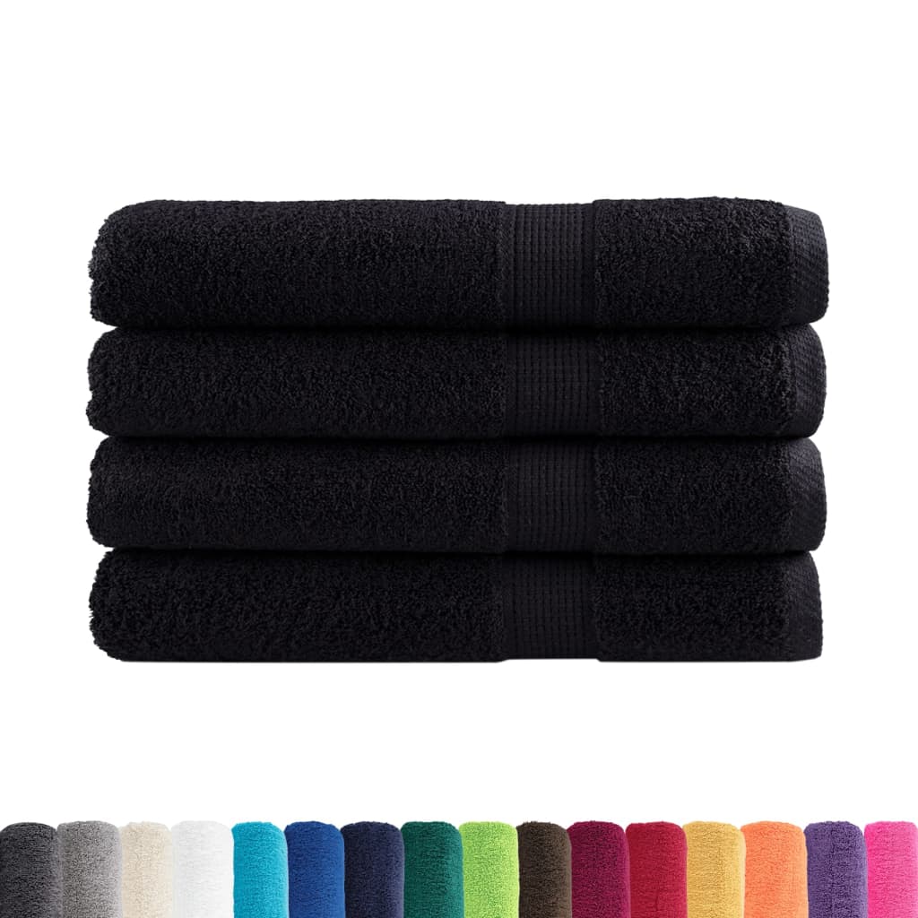 Premium Sauna Towels Solund 4 Pcs Black 80X200 Cm 600 Gsm