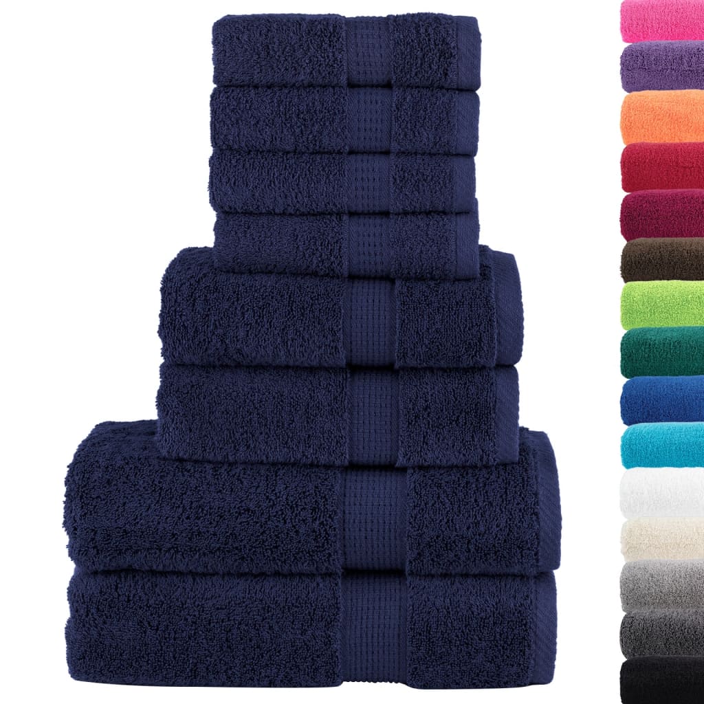 8 Piece Premium Towel Set Solund Navy Blue 600 Gsm