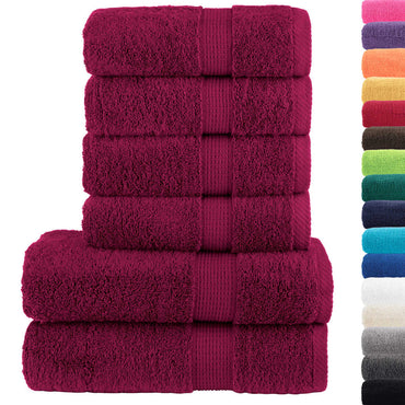 6 Piece Premium Towel Set Solund Bordeaux 600 Gsm