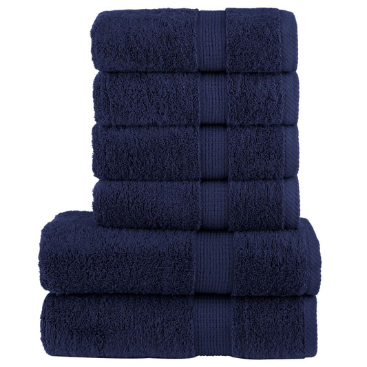 6 Piece Premium Towel Set Solund Navy Blue 600 Gsm