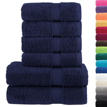 6 Piece Premium Towel Set Solund Navy Blue 600 Gsm