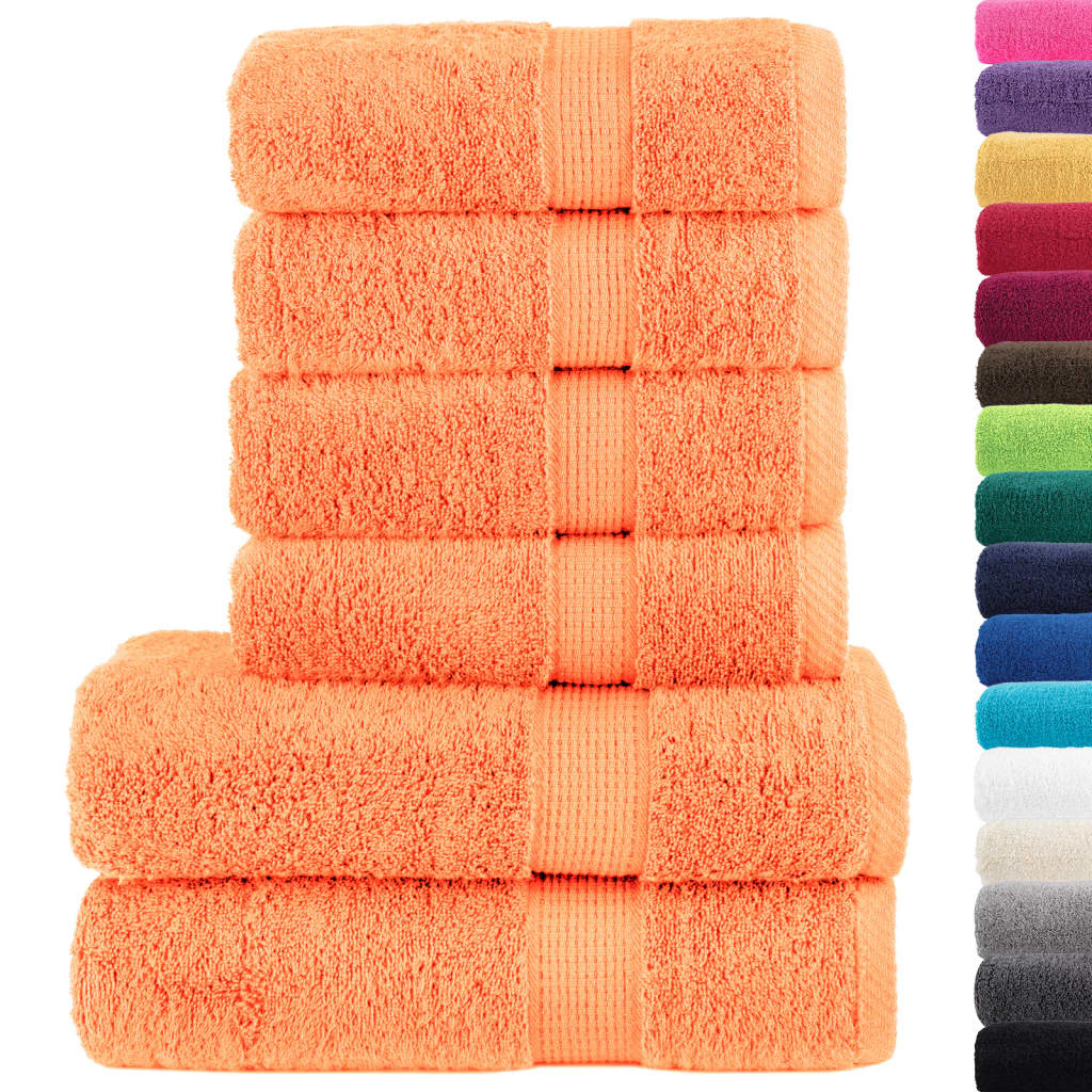 6 Piece Premium Towel Set Solund Orange 600 Gsm