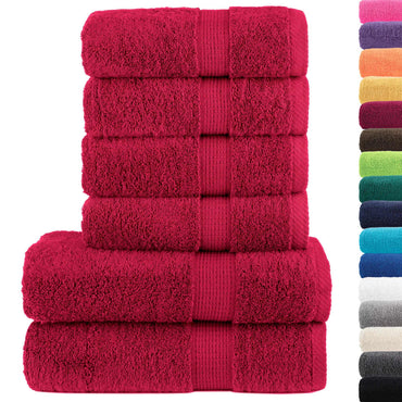 6 Piece Premium Towel Set Solund Red 600 Gsm