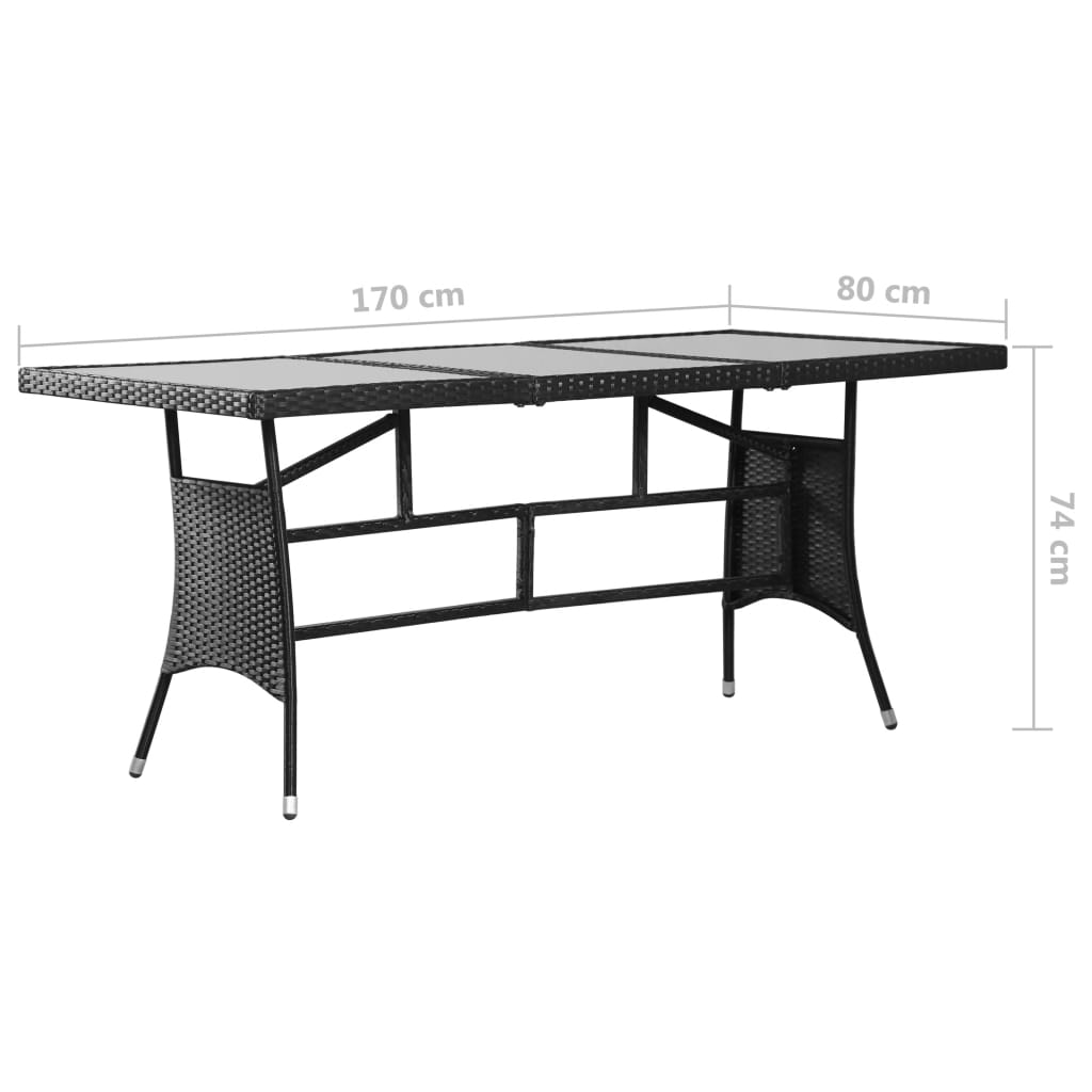 Garden Table Black 170X80X74 Cm Poly Rattan