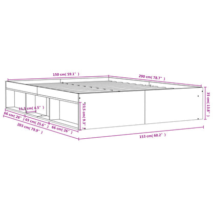 Bed Frame Grey Sonoma 150X200 Cm King Size