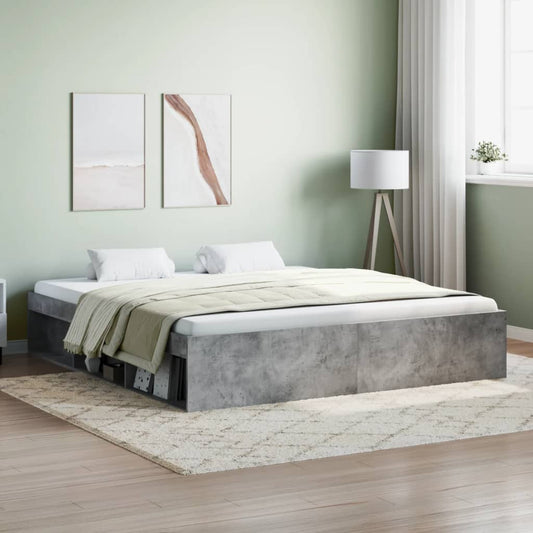 Bed Frame Concrete Grey 180X200 Cm Super King Size