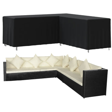 L-Shaped Sofa Cover Black 254X254X80 Cm 420D Oxford