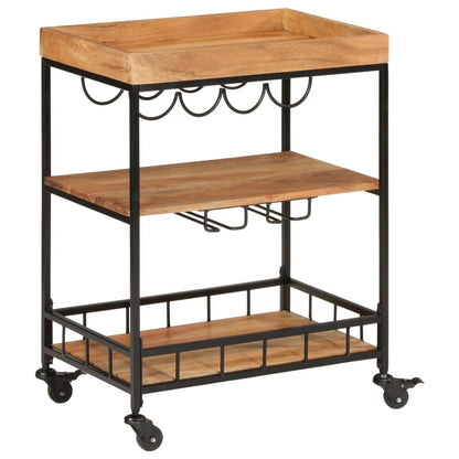 Bar Cart 60X40X80 Cm Solid Wood Acacia And Iron