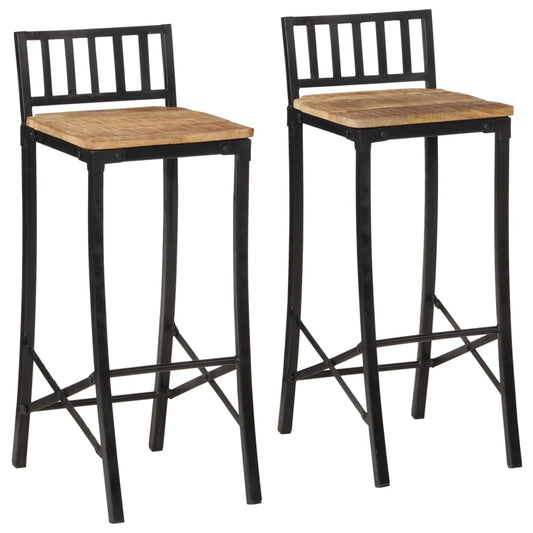 Bar Chairs 2 Pcs Solid Rough Wood Mango