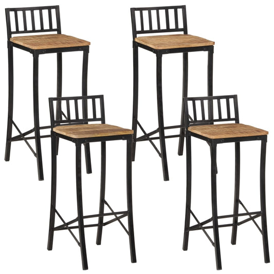 Bar Chairs 4 Pcs Solid Rough Wood Mango