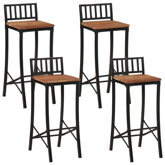 Bar Chairs 4 Pcs Solid Wood Acacia