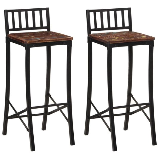 Bar Chairs 2 Pcs Solid Wood Reclaimed