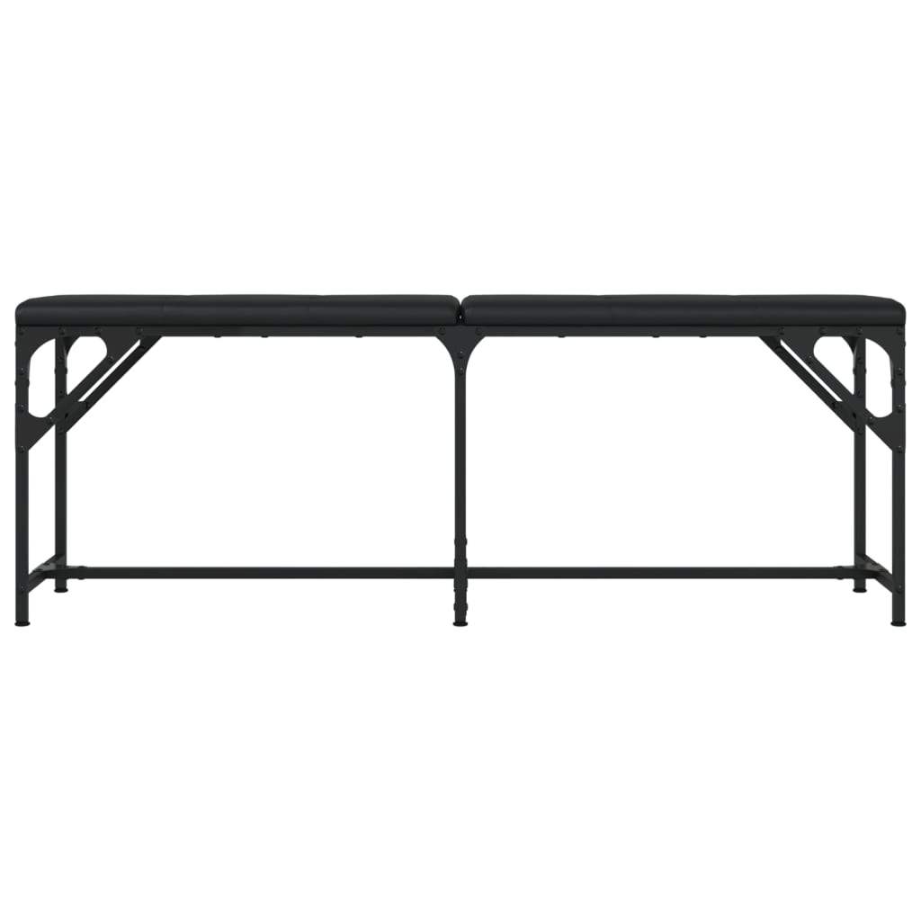 Dining Bench Black 124X32X45 Cm Steel And Faux Leather