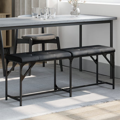 Dining Bench Black 124X32X45 Cm Steel And Faux Leather