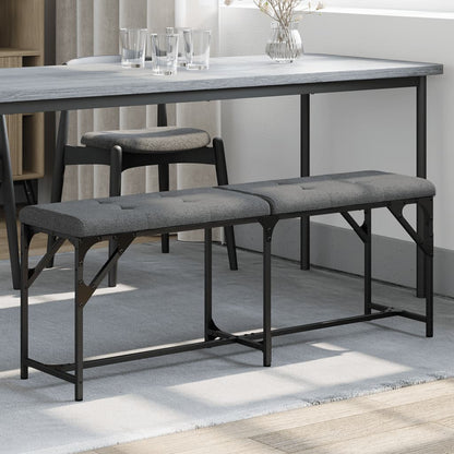 Dining Bench Dark Grey 124X32X45 Cm Steel And Fabric