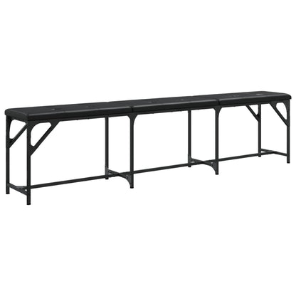 Dining Bench Black 186X32X45 Cm Steel And Faux Leather