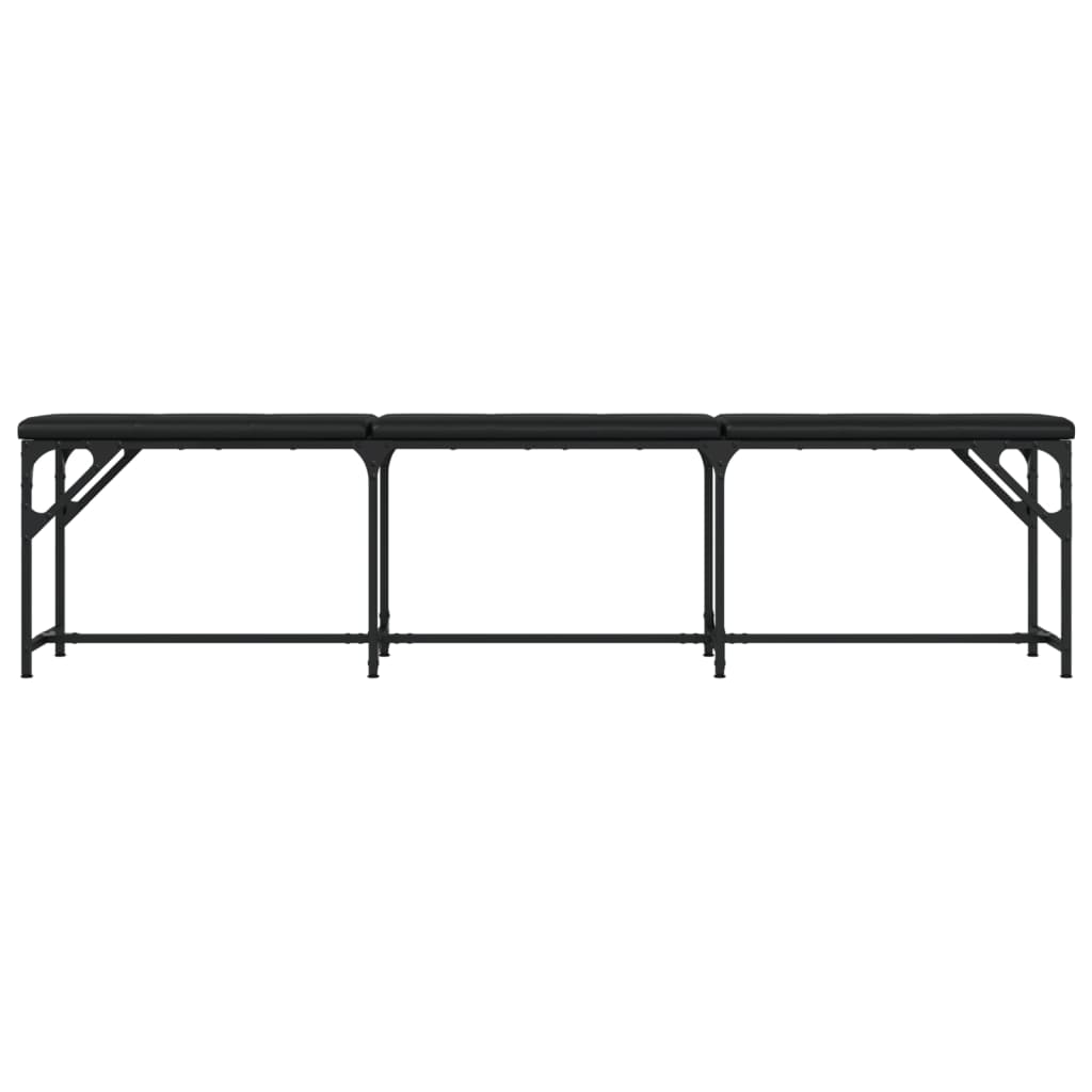 Dining Bench Black 186X32X45 Cm Steel And Faux Leather