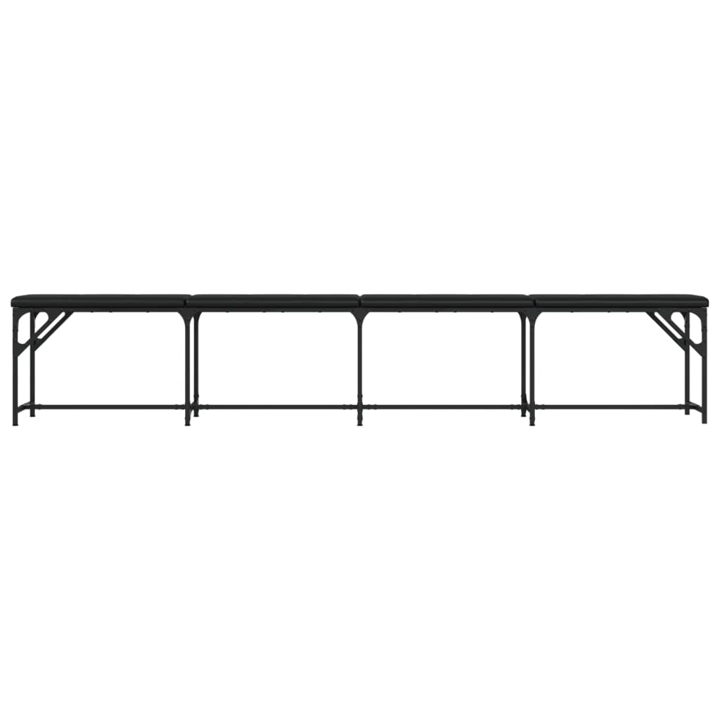 Dining Bench Black 248X32X45 Cm Steel And Faux Leather