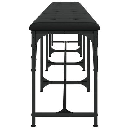 Dining Bench Black 248X32X45 Cm Steel And Faux Leather