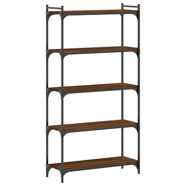 Bookcase 5-Tier Brown Oak 80X30X154 Cm Engineered Wood