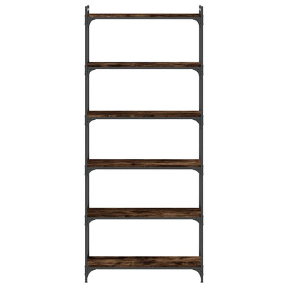 Bookcase 6-Tier Smoked Oak 80X30X188 Cm Engineered Wood