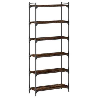 Bookcase 6-Tier Smoked Oak 80X30X188 Cm Engineered Wood