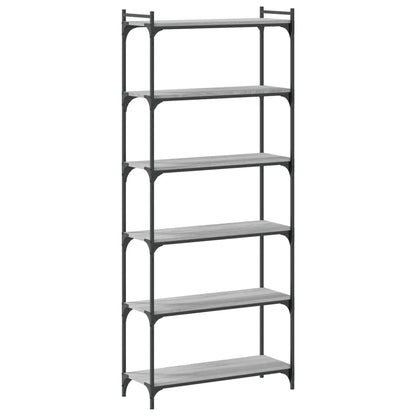 Bookcase 6-Tier Grey Sonoma 80X30X188 Cm Engineered Wood