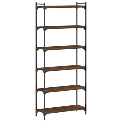 Bookcase 6-Tier Brown Oak 80X30X188 Cm Engineered Wood