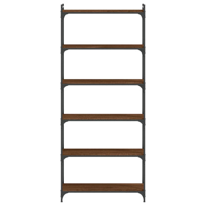 Bookcase 6-Tier Brown Oak 80X30X188 Cm Engineered Wood