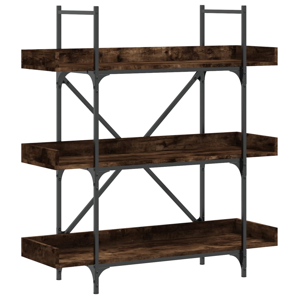 Bookcase 3-Tier Smoked Oak 100X33X108.5 Cm Engineered Wood